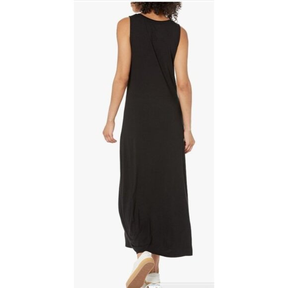 Essentials Womens Black Sleeveless Maxi Tank Dress Elastic Waist Size XL Casual - Picture 2 of 9